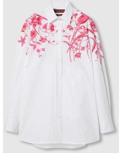 gucci black shirt with garden flowers|Gucci cotton poplin shirt.